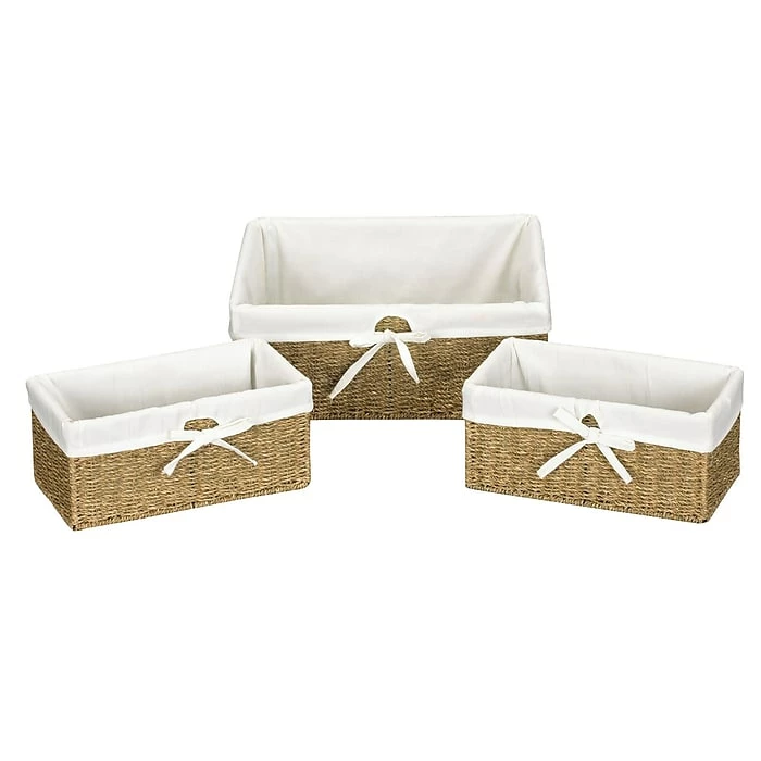 Household Essentials Woven Seagrass Storage Utility Baskets, Natural, 3/Set (ML-5611) 3 Household Essentials Woven Seagrass Storage Utility Baskets, Natural, 3/Set (ML-5611)