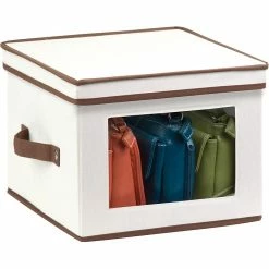 Honey-Can-Do Honey Can Do Natural Canvas Medium Window Storage Box, Natural Canvas With Brown Accents (SFT-02063)