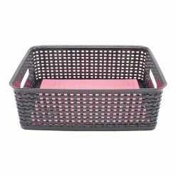 Advantus Weave Plastic Bin, Black, 2/Pack