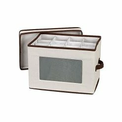 Household Essentials Stemware Flute Storage Chest, Natural (544)