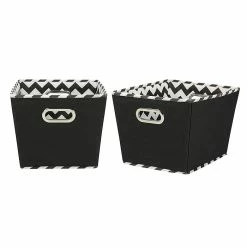 Household Essentials Medium Decorative Storage Bins, Black & Chevron (91-1)
