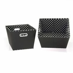 Household Essentials Two-Toned Medium Tapered Bin, Black/White, 2/Pack (19KDBLK-1)