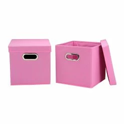 Household Essentials Storage Cubes With Lids, Pink (31-1)