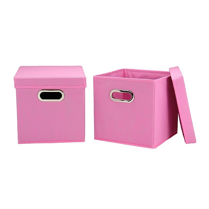 Household Essentials Storage Cubes With Lids, Pink (31-1) 3 Household Essentials Storage Cubes With Lids, Pink (31-1)