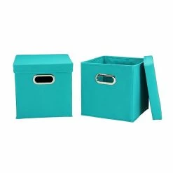 Household Essentials Storage Cubes With Lids, Aqua (36-1)