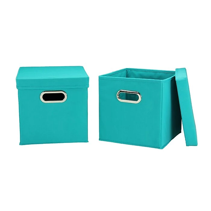 Household Essentials Storage Cubes With Lids, Aqua (36-1) 3 Household Essentials Storage Cubes With Lids, Aqua (36-1)
