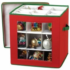 Household Essentials 27-Piece Ornament Storage Box, Red (552RED) -ORGANIZTIONAL STORAGE Sales unnamed file 1047