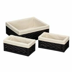Household Essentials Paper Rope Utility Basket, Black, 3/Set (ML-7022)