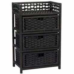 Household Essentials Paper Rope 3 Drawer Chest, Black (ML-7002)