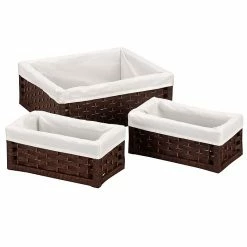 Household Essentials Paper Rope Utility Basket, Dark Brown, 3/Set (ML-7021)