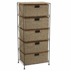 Household Essentials Seagrass/Rattan Storage Unit With 5 Drawers, Brown/Tan (ML-5755)