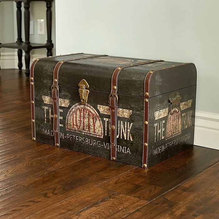 Household Essentials Large Vintage Totty Decorative Home Storage Trunk (9243-1) 4 Household Essentials Large Vintage Totty Decorative Home Storage Trunk (9243-1) - Image 2