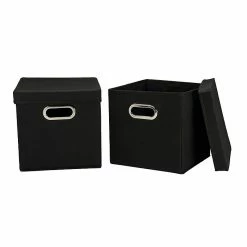 Household Essentials Storage Cubes With Lids, Black (34-1)