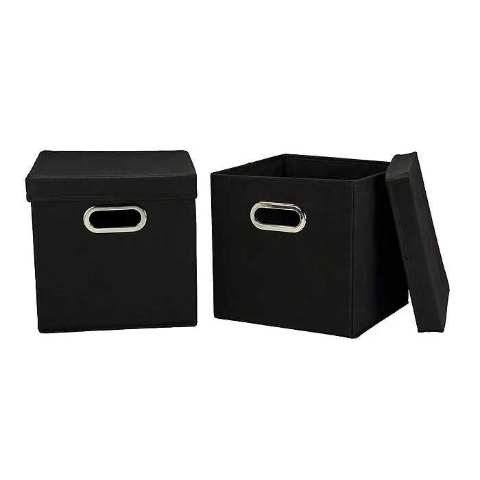 Household Essentials Storage Cubes With Lids, Black (34-1) 3 Household Essentials Storage Cubes With Lids, Black (34-1)