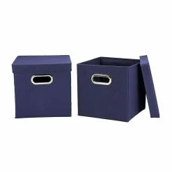 Household Essentials Storage Cubes With Lids, Navy (33-1)