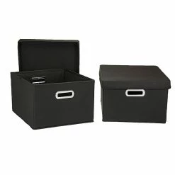 Household Essentials Hard-Side Nested Box With Lid, Black (10KDBLK-1)