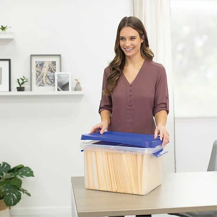 Bankers Box® Bankers Box Heavy-Duty Latch Lid Plastic File Box, Letter Size, Blue/Clear, Each (86101) 7 Bankers Box® Bankers Box Heavy-Duty Latch Lid Plastic File Box, Letter Size, Blue/Clear, Each (86101) - Image 5