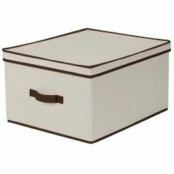 Household Essentials Jumbo Storage Box With Coffee Trim, Natural (515)
