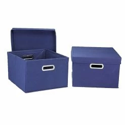 Household Essentials Hard-Side Nested Box With Lid, Navy (10KDNVY-1)
