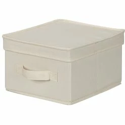 Household Essentials Medium Lidded Storage Box, Natural (111)