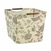 Household Essentials Medium Tapered Storage Bin With Wood Handles, Tan & Black Floral (616-1) 1 Household Essentials Medium Tapered Storage Bin With Wood Handles, Tan & Black Floral (616-1) -ORGANIZTIONAL STORAGE Sales unnamed file 1110