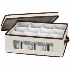 Household Essentials Coffee Cup Storage Chest, Natural (538) -ORGANIZTIONAL STORAGE Sales unnamed file 1118