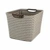 Household Essentials Medium Tapered Storage Bin With Wood Handles, Brown Chevron 2 Household Essentials Medium Tapered Storage Bin With Wood Handles, Brown Chevron -ORGANIZTIONAL STORAGE Sales unnamed file 1122