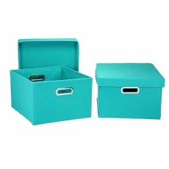 Household Essentials KD Hard-Side Nested Box With Lid, Aqua (10KDAQU-1)