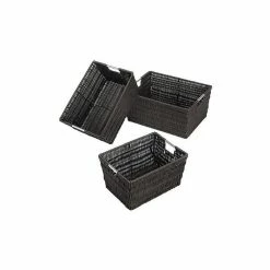 Whitmor Rattique Storage Baskets, Espresso, 3/Pack