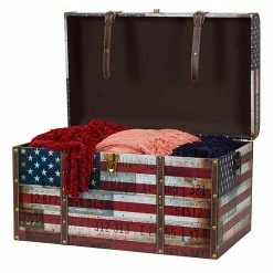 Household Essentials Jumbo Americana Decorative Home Storage Trunk (9203-1) -ORGANIZTIONAL STORAGE Sales unnamed file 1159