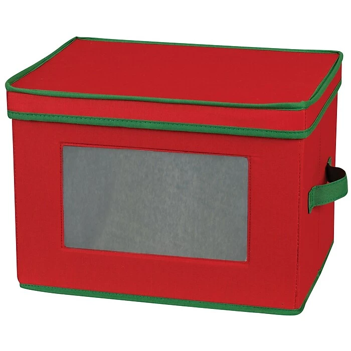 Household Essentials Holiday Stemware Flute Chest, Red/Green (544RED) 3 Household Essentials Holiday Stemware Flute Chest, Red/Green (544RED)