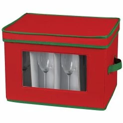 Household Essentials Holiday Stemware Flute Chest, Red/Green (544RED) 8 Household Essentials Holiday Stemware Flute Chest, Red/Green (544RED) -ORGANIZTIONAL STORAGE Sales unnamed file 1163