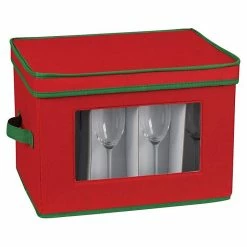 Household Essentials Holiday Stemware Flute Chest, Red/Green (544RED) 10 Household Essentials Holiday Stemware Flute Chest, Red/Green (544RED) -ORGANIZTIONAL STORAGE Sales unnamed file 1165
