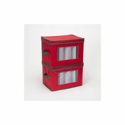 Household Essentials Holiday Stemware Flute Chest, Red/Green (544RED) 11 Household Essentials Holiday Stemware Flute Chest, Red/Green (544RED) -ORGANIZTIONAL STORAGE Sales unnamed file 1166