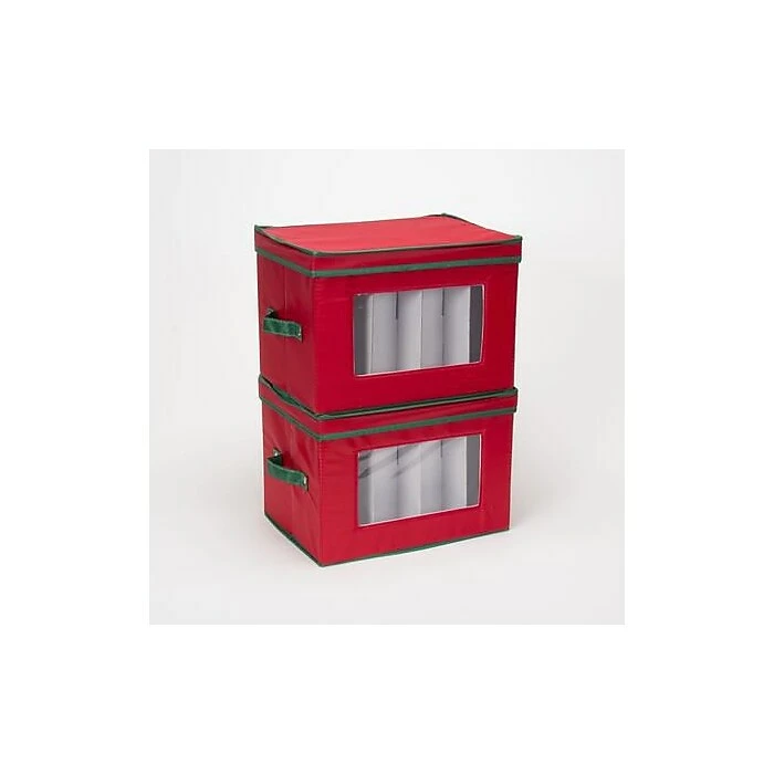 Household Essentials Holiday Stemware Flute Chest, Red/Green (544RED) 7 Household Essentials Holiday Stemware Flute Chest, Red/Green (544RED) - Image 5