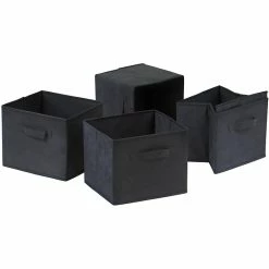 Winsome Capri Foldable Fabric Basket, Black, 4/Pack