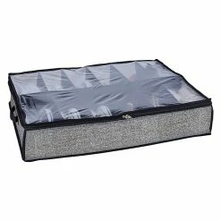Simplify Under The Bed Shoe Storage Box, 12 Pair, Black (25430-BLACK)