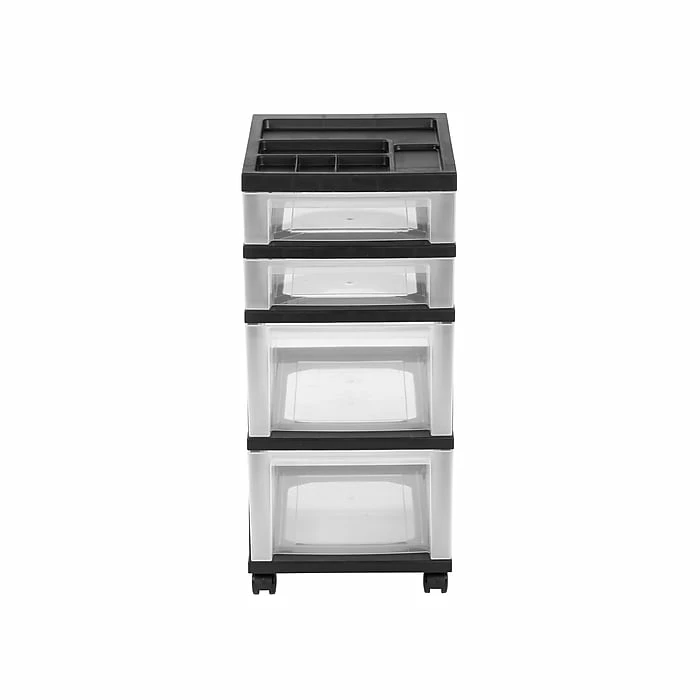 Iris 4 Drawers Storage Cart, Black/Clear (116827) 3 Iris 4 Drawers Storage Cart, Black/Clear (116827)