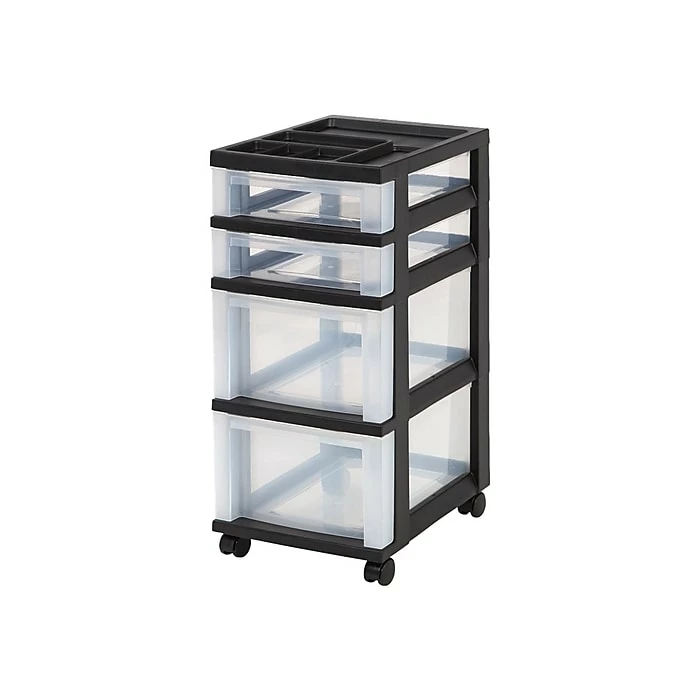 Iris 4 Drawers Storage Cart, Black/Clear (116827) 4 Iris 4 Drawers Storage Cart, Black/Clear (116827) - Image 2