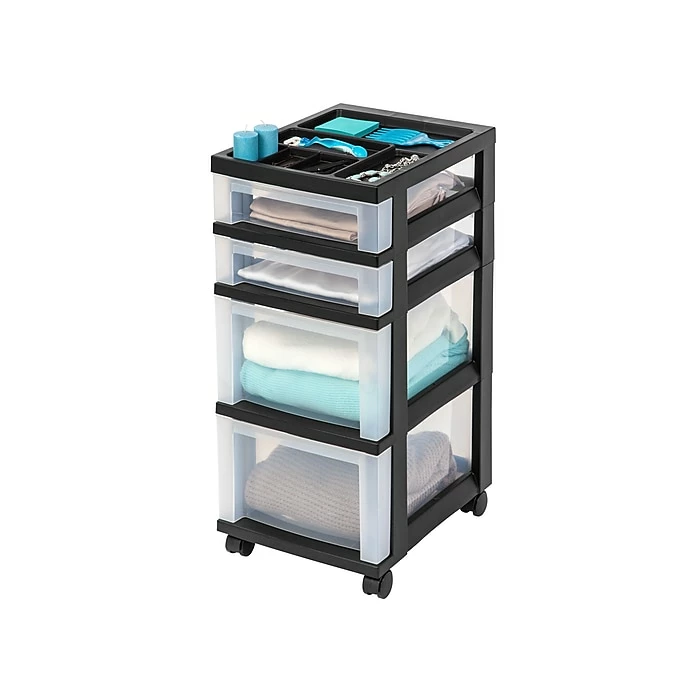 Iris 4 Drawers Storage Cart, Black/Clear (116827) 5 Iris 4 Drawers Storage Cart, Black/Clear (116827) - Image 3