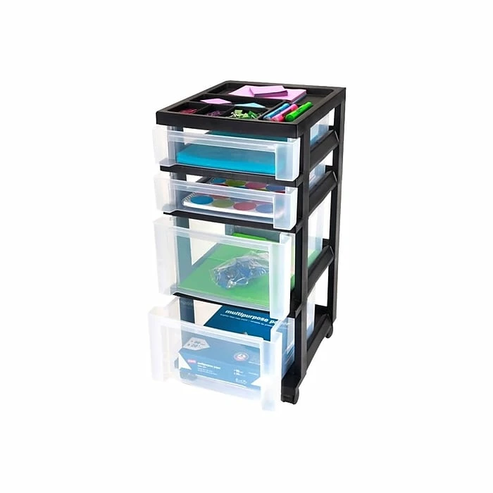 Iris 4 Drawers Storage Cart, Black/Clear (116827) 6 Iris 4 Drawers Storage Cart, Black/Clear (116827) - Image 4