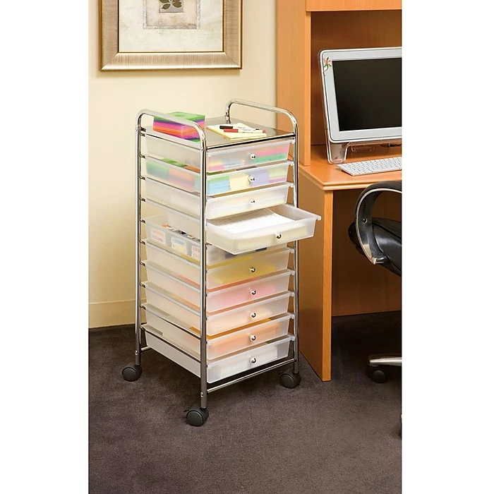 Seville Classics 10-Drawer Organizer Cart, Frosted White (SHE16218WB) 4 Seville Classics 10-Drawer Organizer Cart, Frosted White (SHE16218WB) - Image 2