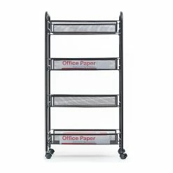 Mind Reader 'Roll' Rolling Metal Mesh 4 Shelf Cart, Black (4TOCART-BLK) -ORGANIZTIONAL STORAGE Sales unnamed file 1261