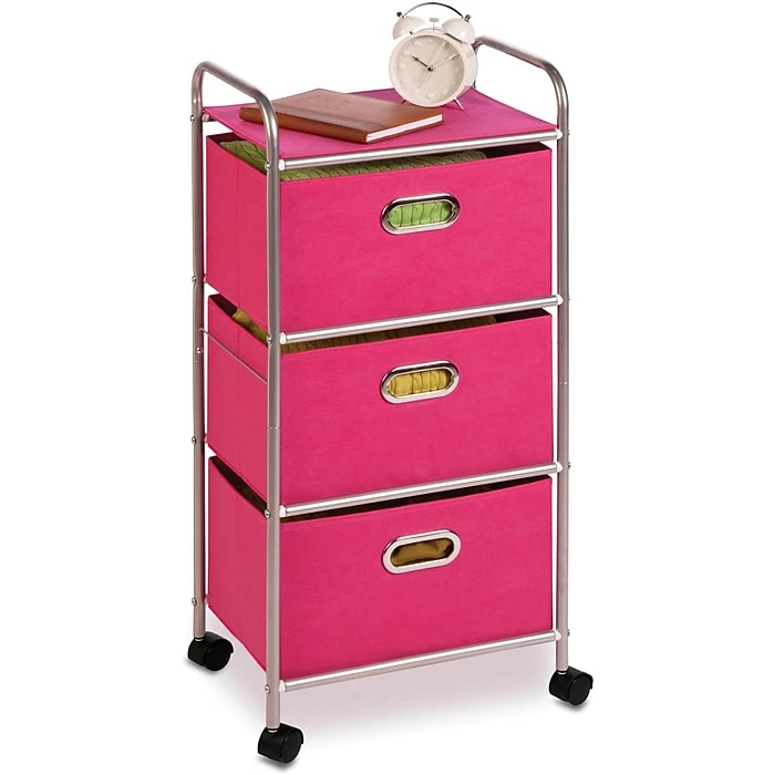 Honey-Can-Do Honey Can Do® 3-Drawer Rolling Cart, Pink (CRT-02348) 3 Honey-Can-Do Honey Can Do® 3-Drawer Rolling Cart, Pink (CRT-02348)