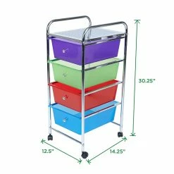 Mind Reader 4 Drawer Storage Trolley, Multi-Colors (4DPTROLL-ASST) -ORGANIZTIONAL STORAGE Sales unnamed file 1307