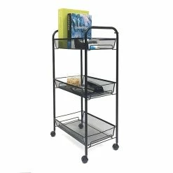 Mind Reader 'Roll' Rolling Metal Mesh 3 Shelf Cart, Black (3TOCART-BLK)