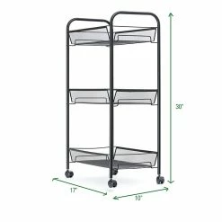 Mind Reader 'Roll' Rolling Metal Mesh 3 Shelf Cart, Black (3TOCART-BLK) -ORGANIZTIONAL STORAGE Sales unnamed file 1310