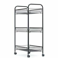 Mind Reader 'Roll' Rolling Metal Mesh 3 Shelf Cart, Black (3TOCART-BLK) -ORGANIZTIONAL STORAGE Sales unnamed file 1312