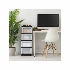 Iris 4-Drawer Storage Cart, Black/Clear (585002) -ORGANIZTIONAL STORAGE Sales unnamed file 1357