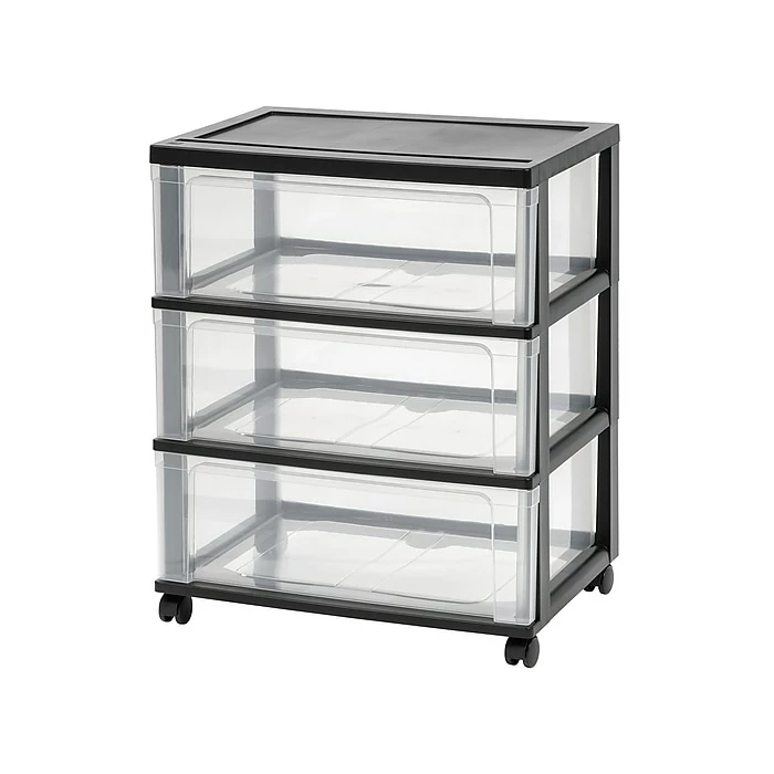 Iris 3-Drawer Wide Chest, Black/Clear (110312) 3 Iris 3-Drawer Wide Chest, Black/Clear (110312)